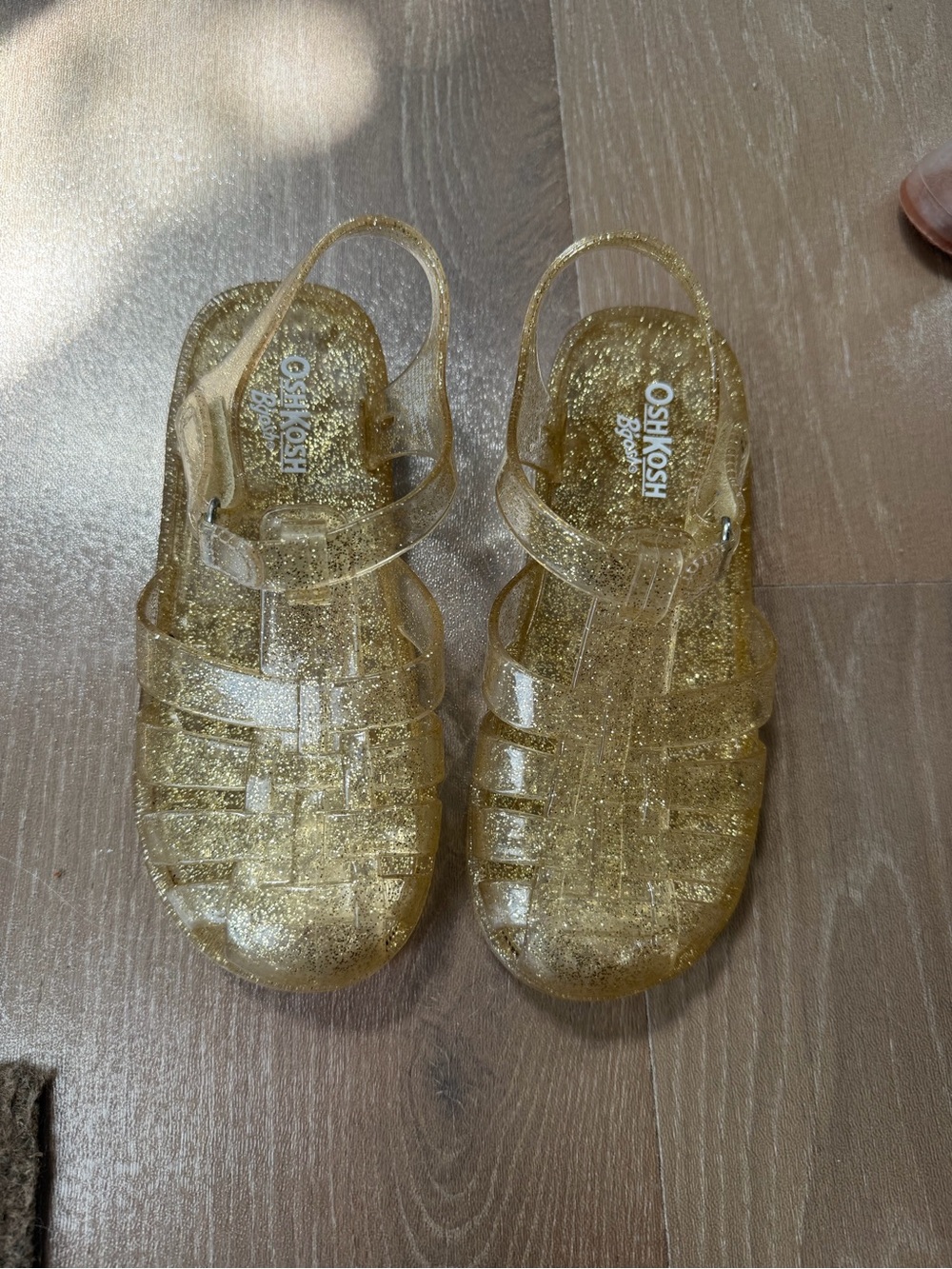 OshKosh B'gosh Gold Glitter Jelly Sandals with Ankle Strap
